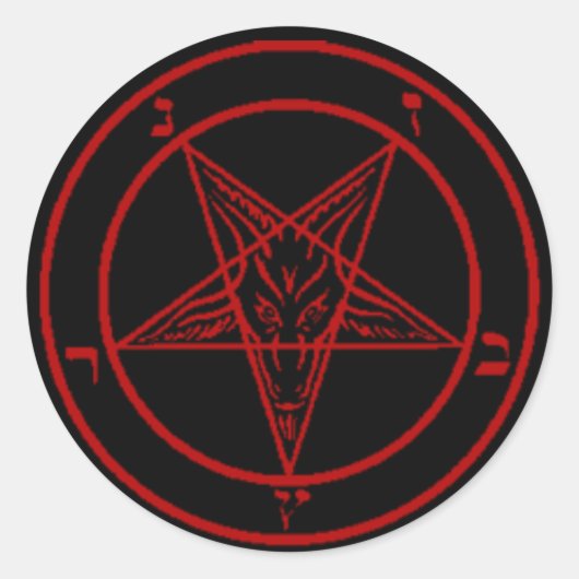 Zwart/Rood Baphomet Stickers (Voorkant)