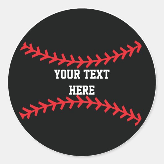 Zwart Rood Baseball Sport Verjaardagsfeest Sticker (Voorkant)