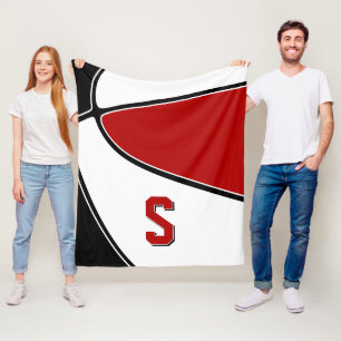 Zwart Rood Basketbal Team Kleuren Jongens Meisjes Fleece Deken