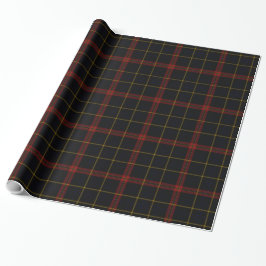 Zwart Rood Blauw Goud Tartan Plaid Cadeaupapier