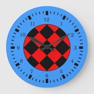 Zwart Rood Blauw Racing Thema Muurklok Grote Klok
