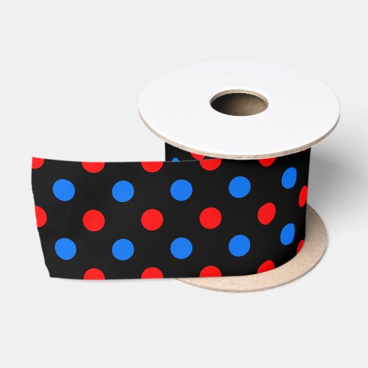 Zwart Rood Blauw Stippen Design  Lint (Spoel)