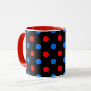 Zwart Rood Blauw Stippen Design Mok