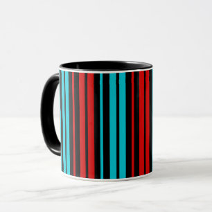 Zwart Rood Blauw Strepen Patroon Mok