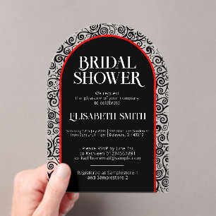 Zwart Rood Bloeien Donker Gotische Heksenhout Vrij Acryl Uitnodigingen