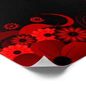 Zwart & Rood Bloemen 13 Bruiloft Tafels Zitgrafiek Poster (Hoek)