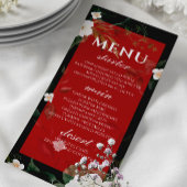 Zwart Rood Bloemen Bruiloft Menu