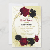 Zwart rood bloemen gouden bladeren vrijgezellenfee kaart (Voorkant)