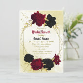 Zwart rood bloemen gouden bladeren vrijgezellenfee kaart (Staand voorkant)