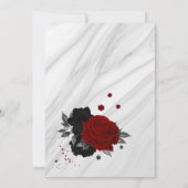 Zwart rood bloemen grijs bladeren marmer save the date (Achterkant)