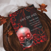 Zwart rood bloemendonker humeurig gothic schedel h save the date