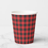 Zwart Rood Buffalo Gingham Plaid Rustiek Papieren Bekers (Achterkant)