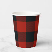Zwart & rood buffel gingham geruit patroon papieren bekers (Achterkant)