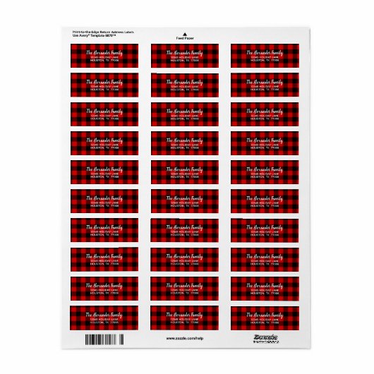Zwart Rood Buffel Plakt Eenvoudig Script Etiket (Full Sheet)