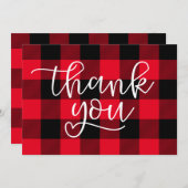 Zwart-rood buffelhart bedankkaart (Voorkant / Achterkant)