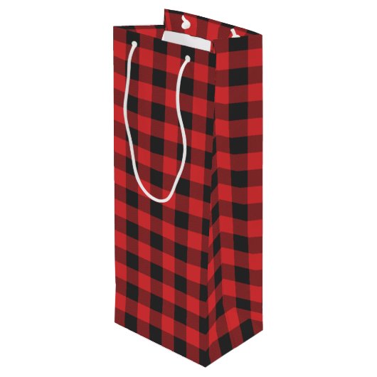 Zwart-rood Check Buffalo Lumberjack Pset Wijn Cadeautas (Achterkant Gekanteld)