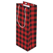 Zwart-rood Check Buffalo Lumberjack Pset Wijn Cadeautas (Voorkant Gekanteld)