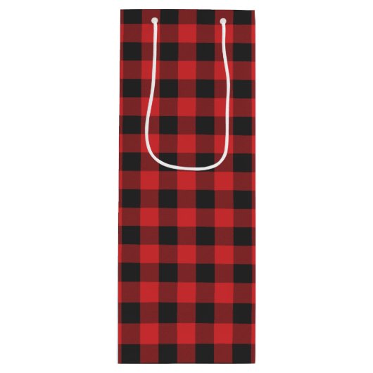 Zwart-rood Check Buffalo Lumberjack Pset Wijn Cadeautas (Voorkant)