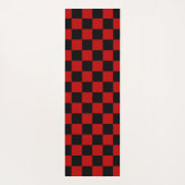 Zwart + Rood Check Checkerboard Patroon Yogamat (Achterkant)