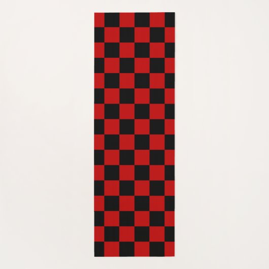 Zwart + Rood Check Checkerboard Patroon Yogamat (Achterkant)