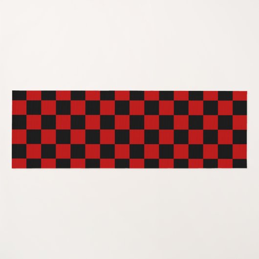 Zwart + Rood Check Checkerboard Patroon Yogamat (Voorkant (horizontaal))