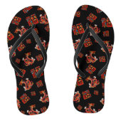 Zwart Rood Chinees Nieuwjaar Dragon Zegeningen 福 G Teenslippers (Voetbed)
