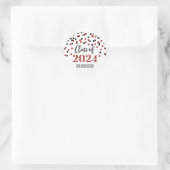 Zwart Rood Confetti Afstuderen 2024 Ronde Sticker (Tas)