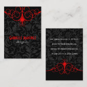 Zwart & Rood Damasks visitekaartsjabloon Visitekaartje (Voorkant / Achterkant)