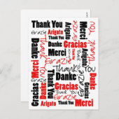 Zwart-rood Dank u Word Cloud Briefkaart (Voorkant / Achterkant)