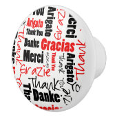 Zwart-rood Dank u Word Cloud Keramische Knop (Rechts)