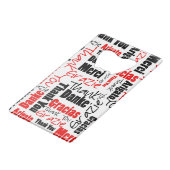 Zwart-rood Dank u Word Cloud Kredietkaart Flessenopener (Achterkant Gekanteld)