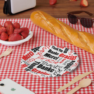 Zwart-rood Dank u Word Cloud Papieren Bordje
