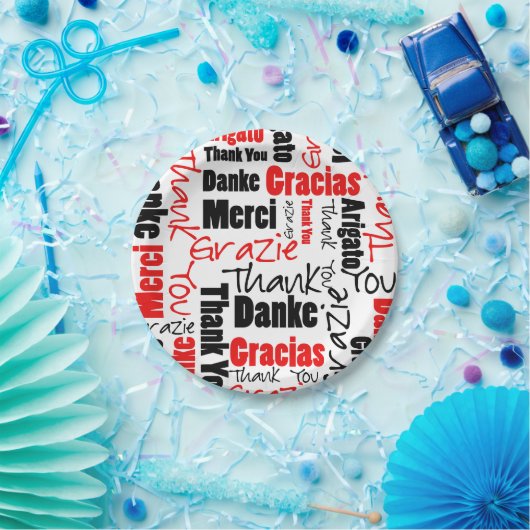 Zwart-rood Dank u Word Cloud Papieren Bordje (Feest)