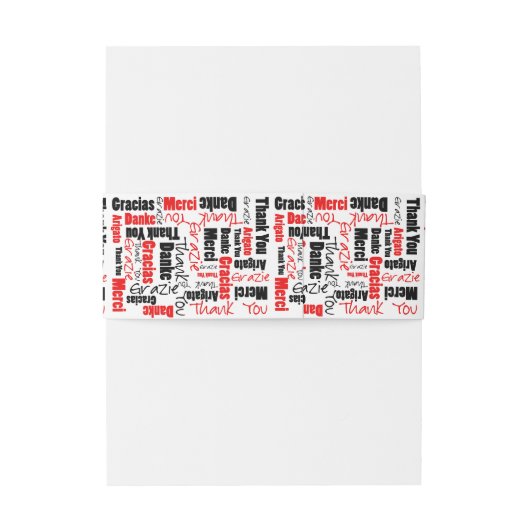 Zwart-rood Dank u Word Cloud Uitnodigingen Wikkel (Achterkant Voorbeeld)