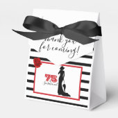 Zwart Rood Elegant 75e Verjaardagsfeestje DANK U Bedankdoosjes (Voorkant Zijde)