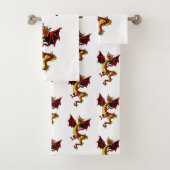 Zwart, rood en gouddraak bad handdoek (Insitu)