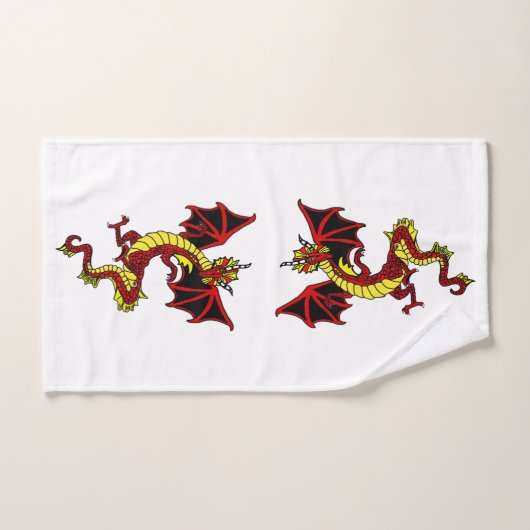 Zwart, rood en gouddraak bad handdoek (Handdoek)