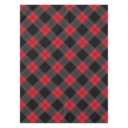 Zwart, rood en grijs geplakt tafelkleed (Voorkant)