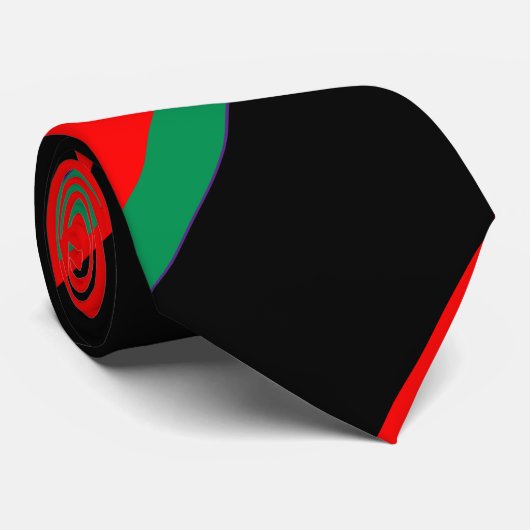 Zwart rood en groen stropdas (Opgerold)