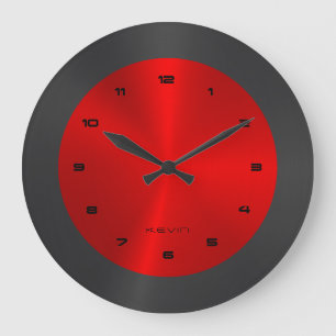 Zwart-rood en metaal Roestvrij staal Grote Klok