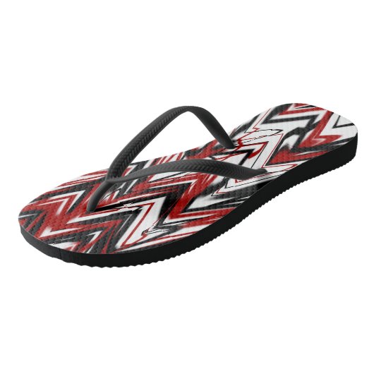 zwart rood en wit abstract teenslippers (Schuin)