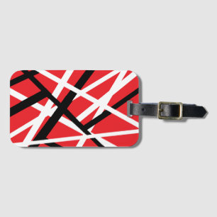 Zwart, rood en wit grafisch bagagelabel