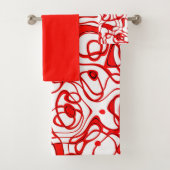 Zwart, rood en wit Marmered Abstract Bad Handdoek (Insitu)