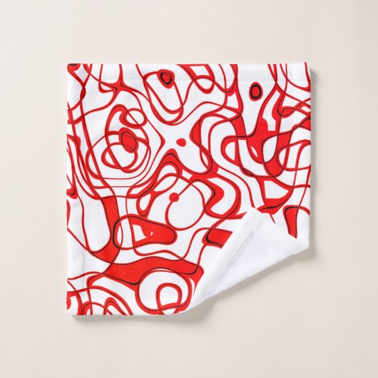 Zwart, rood en wit Marmered Abstract Bad Handdoek (Wasdoekje)