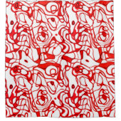 Zwart, rood en wit Marmered Abstract Douchegordijn (Voorkant)