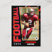Zwart & Rood Football Trading Kaart Custom Player Contactkaartje (Voorkant)