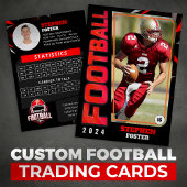 Zwart & Rood Football Trading Kaart Custom Player Contactkaartje