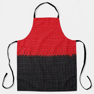 Zwart-rood gebreid: gestreepte close-up. schort