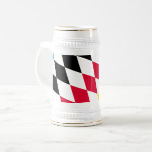 Zwart Rood Geel Blauw Beieren Diamant Vlag Patroon Bierpul