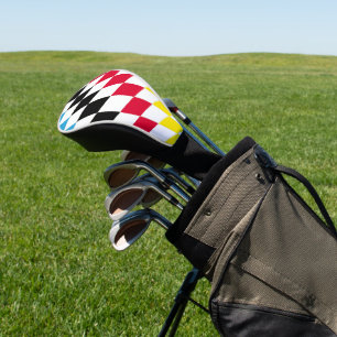 Zwart Rood Geel Blauw Beieren Diamant Vlag Patroon Golfheadcover
